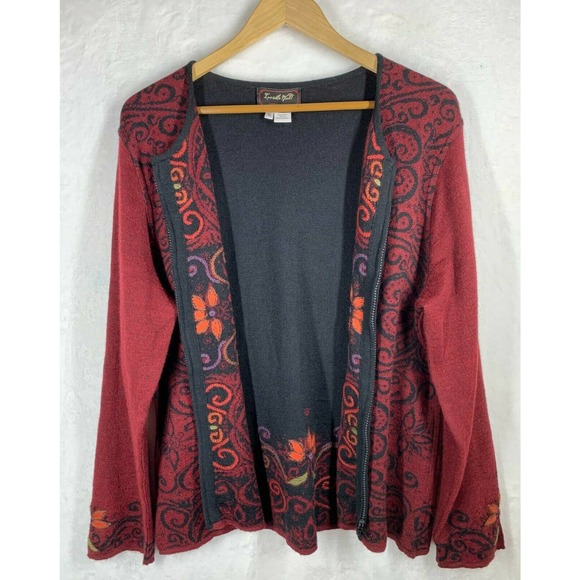Women's INVISIBLE WORLD Sz. XL Arabesque Reversible Baby Alpaca Cardigan Sweater - Picture 4 of 12